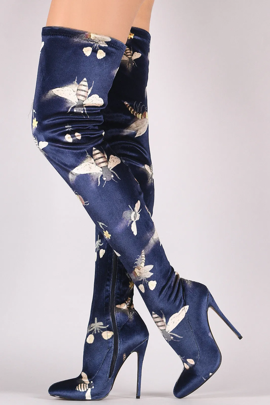 Velvet Bee Almond Toe Stiletto Over-The-Knee Boots