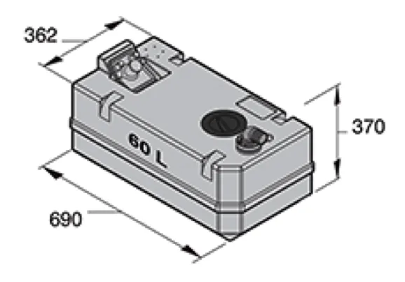 Vetus Quick-Fit Waste Water Tank 60 litre with Connections