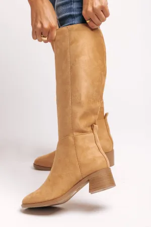 Vintage Tan Suede Knee High Boots