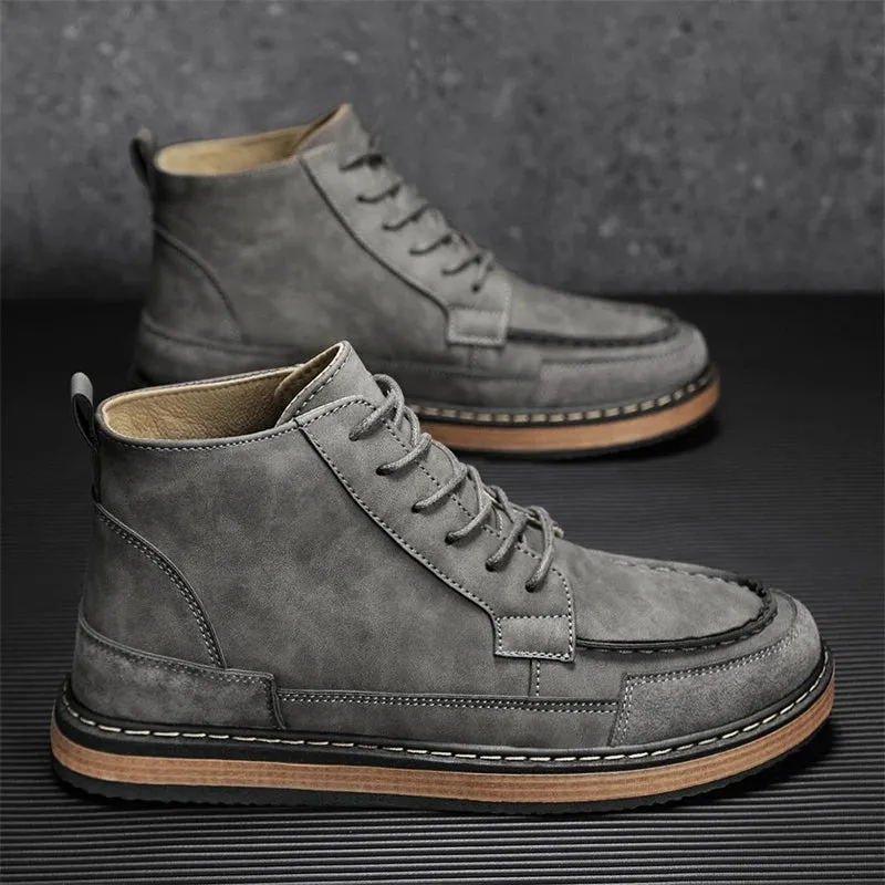 Waterproof Leather Men's Chukka Boots: Casual Lace Up Ankle Oxford Shoes