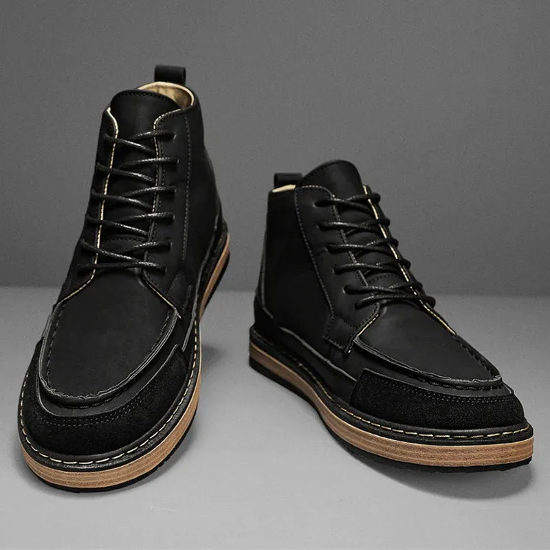 Waterproof Leather Men's Chukka Boots: Casual Lace Up Ankle Oxford Shoes