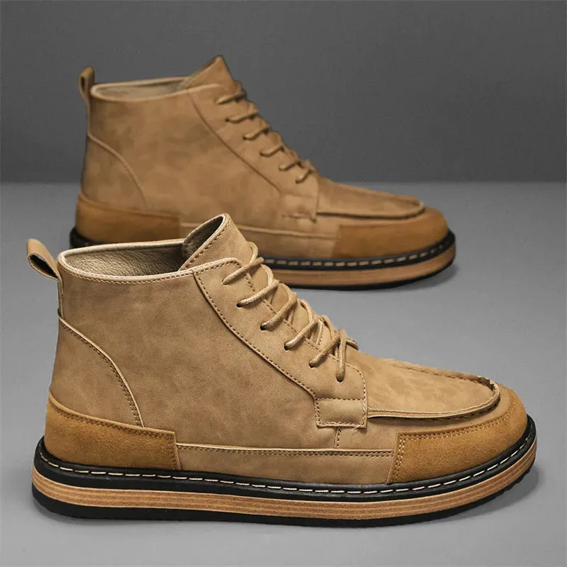 Waterproof Leather Men's Chukka Boots: Casual Lace Up Ankle Oxford Shoes