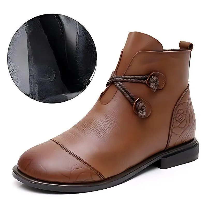 Women's Casual Shoes Soft Leather Flat Ankle Boots 0738