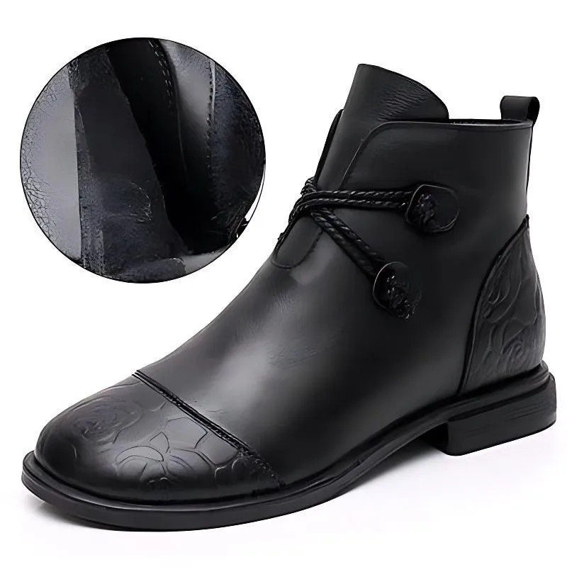 Women's Casual Shoes Soft Leather Flat Ankle Boots 0738